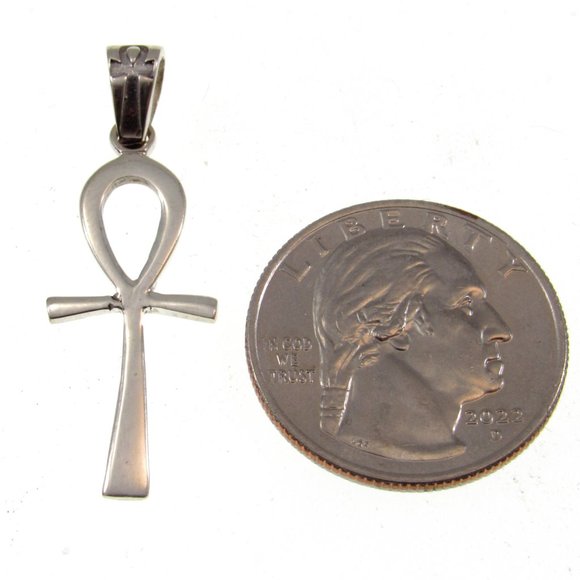 Handcrafted Solid 925 Sterling Silver Ancient Egyptian Ankh Cross Pendant - Picture 2 of 5